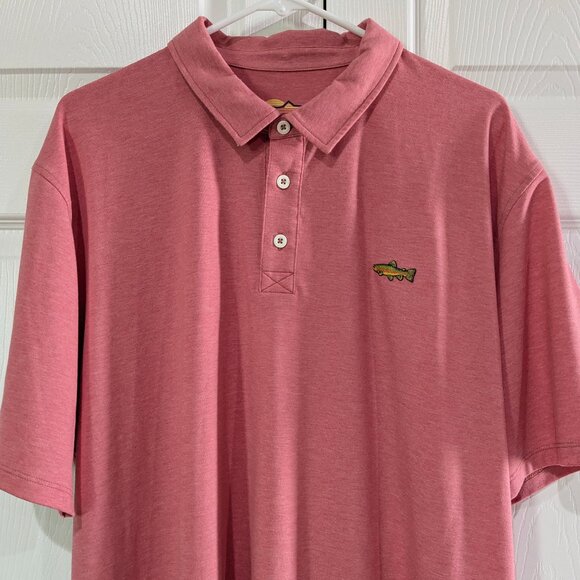 D.Stewart x Orvis Men's Polo Shirt, Salmon Pink, Size XL, Short Sleeve, Stretch - Picture 3 of 14